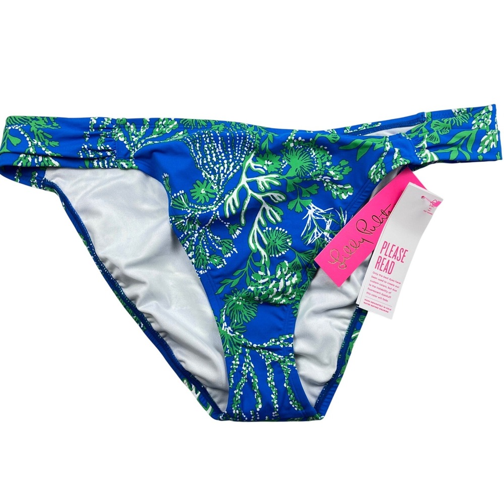 Lilly Pulitzer Clancy Bikini Bottom Briny Blue A Bit Salty Swim Womens 16 NEW